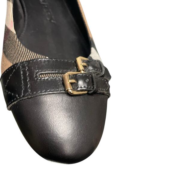Burberry House Check Bridle Avonwick Ballerina Flats Tan Black Red 40 / US 10 - Picture 4 of 10